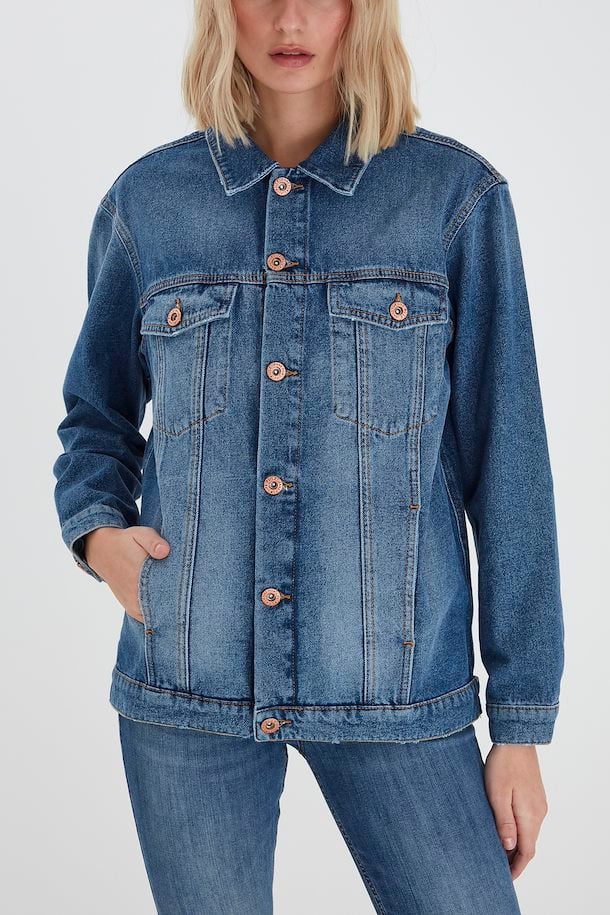 Medium Blue Denim Denim jacket fra Pulz Jeans – Køb Medium Blue Denim Denim  jacket fra str. XS-XXL her